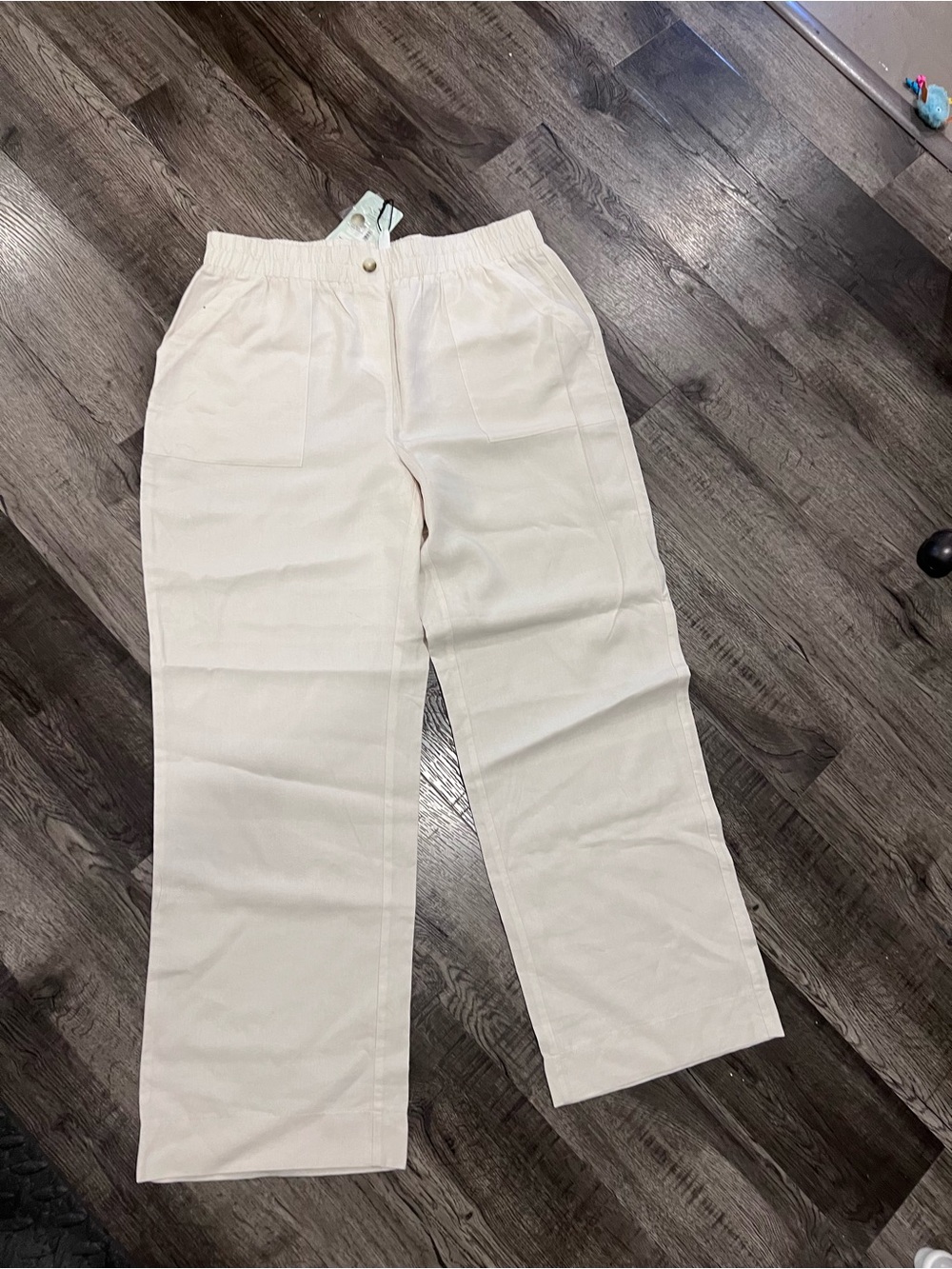Kids Cream Pull-On Wide Leg Pants